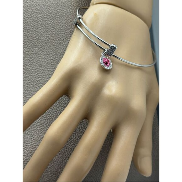 Real Simple Jewelry Pink Sapphire Rhodium Played Silver Bangle - Picture 4 of 6